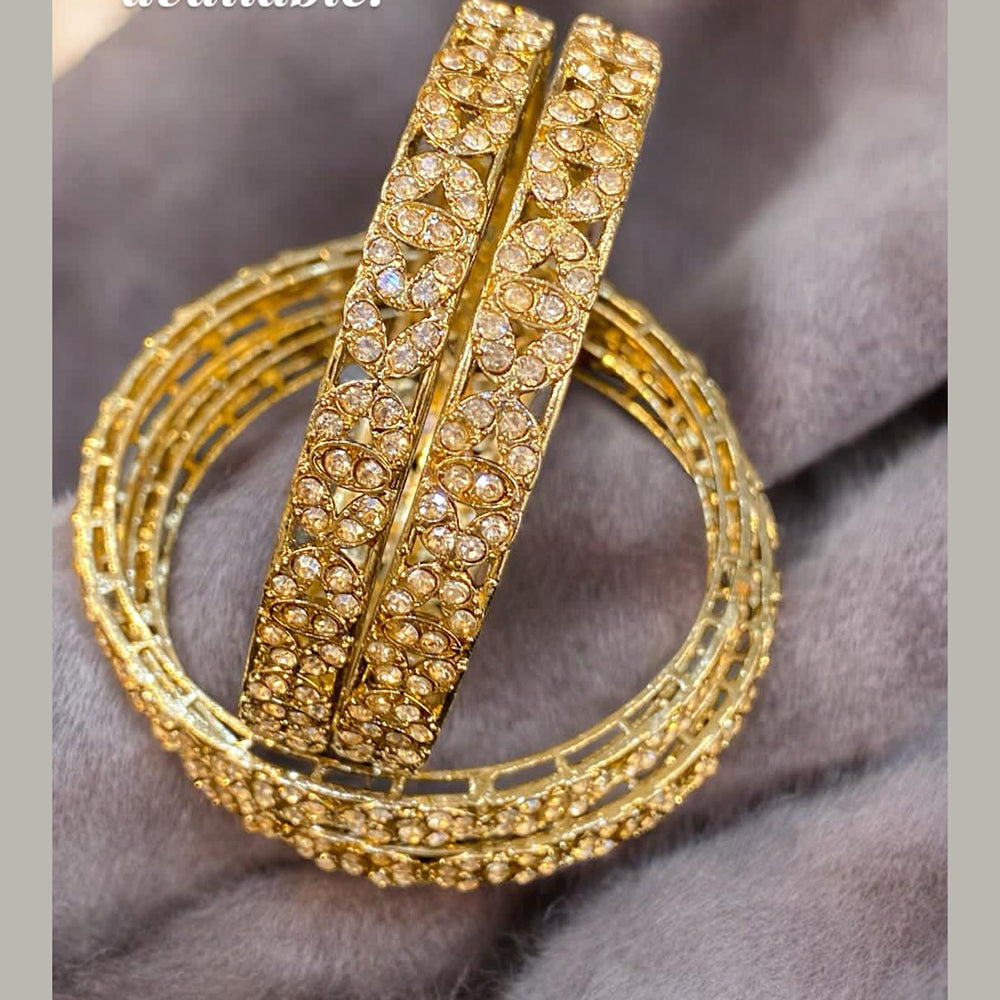 Hira Collections Gold Plated Austrian Stone Bangles Set