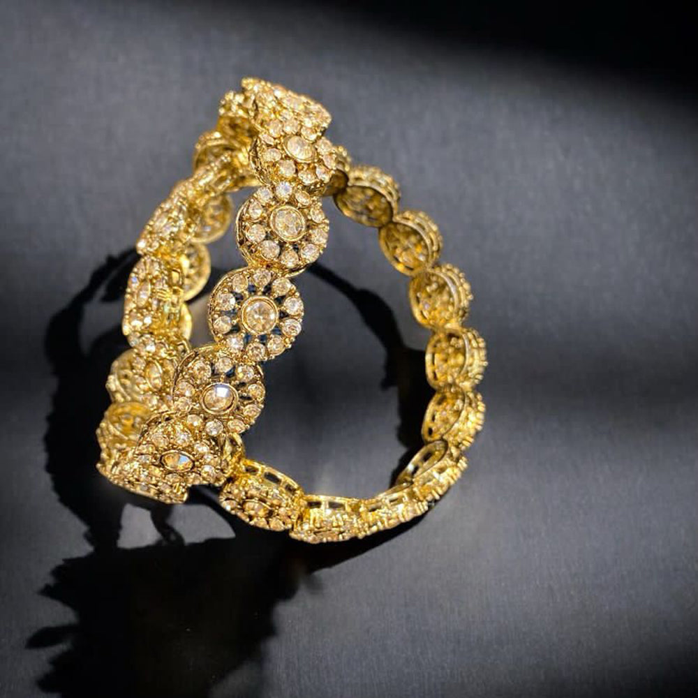 Hira Collections Gold Plated Austrian Stone Bangles Set