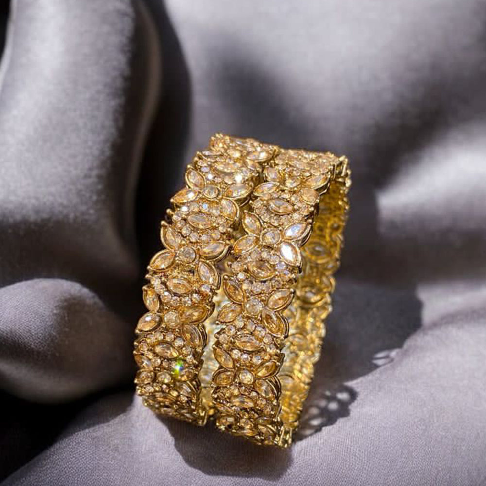 Hira Collections Gold Plated Crystal Stone Austrian Stone Bangles Set