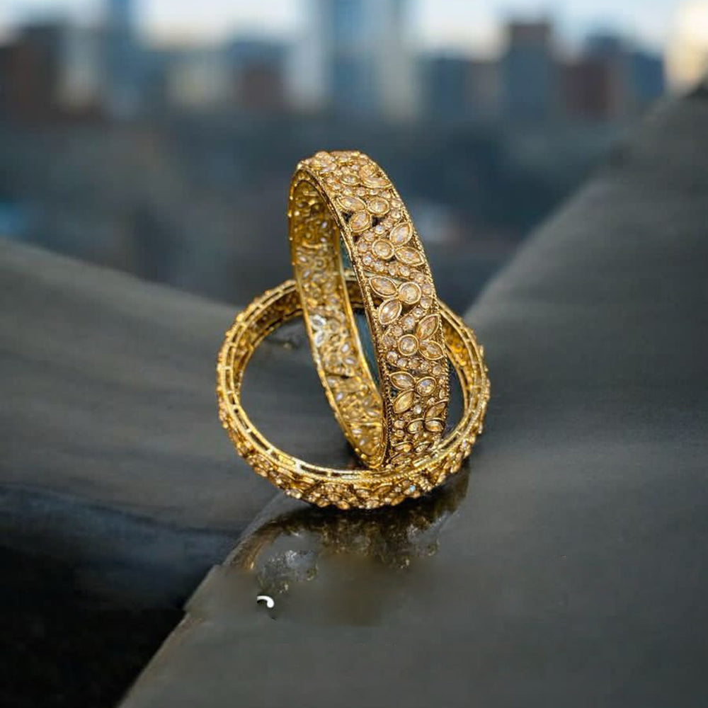 Hira Collections Gold Plated Crystal Stone Austrian Stone Bangles Set