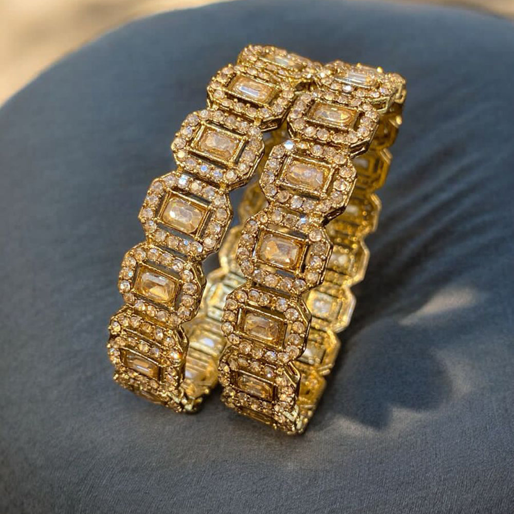 Hira Collections Gold Plated Crystal Stone Austrian Stone Bangles Set