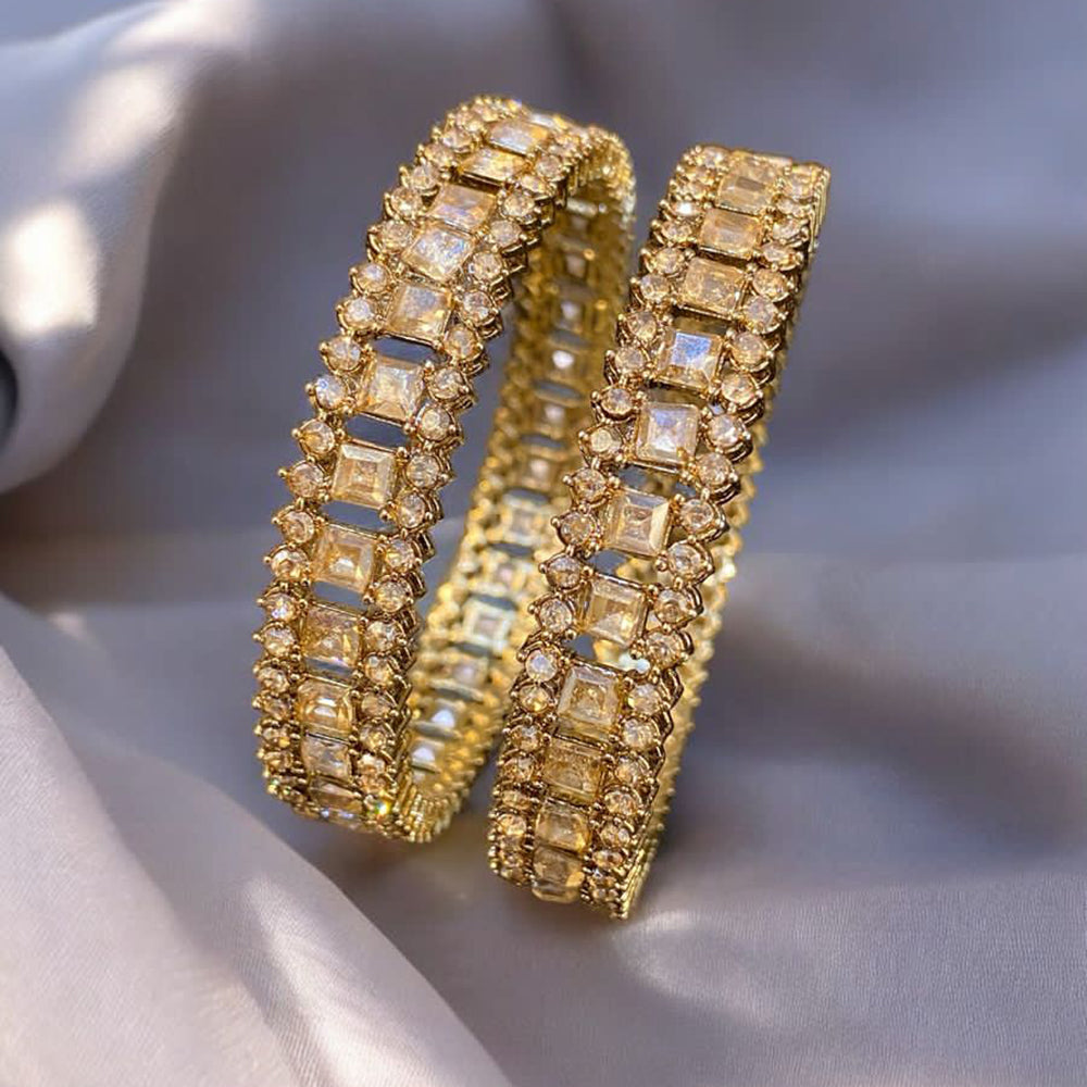 Hira Collections Gold Plated Crystal Stone Austrian Stone Bangles Set