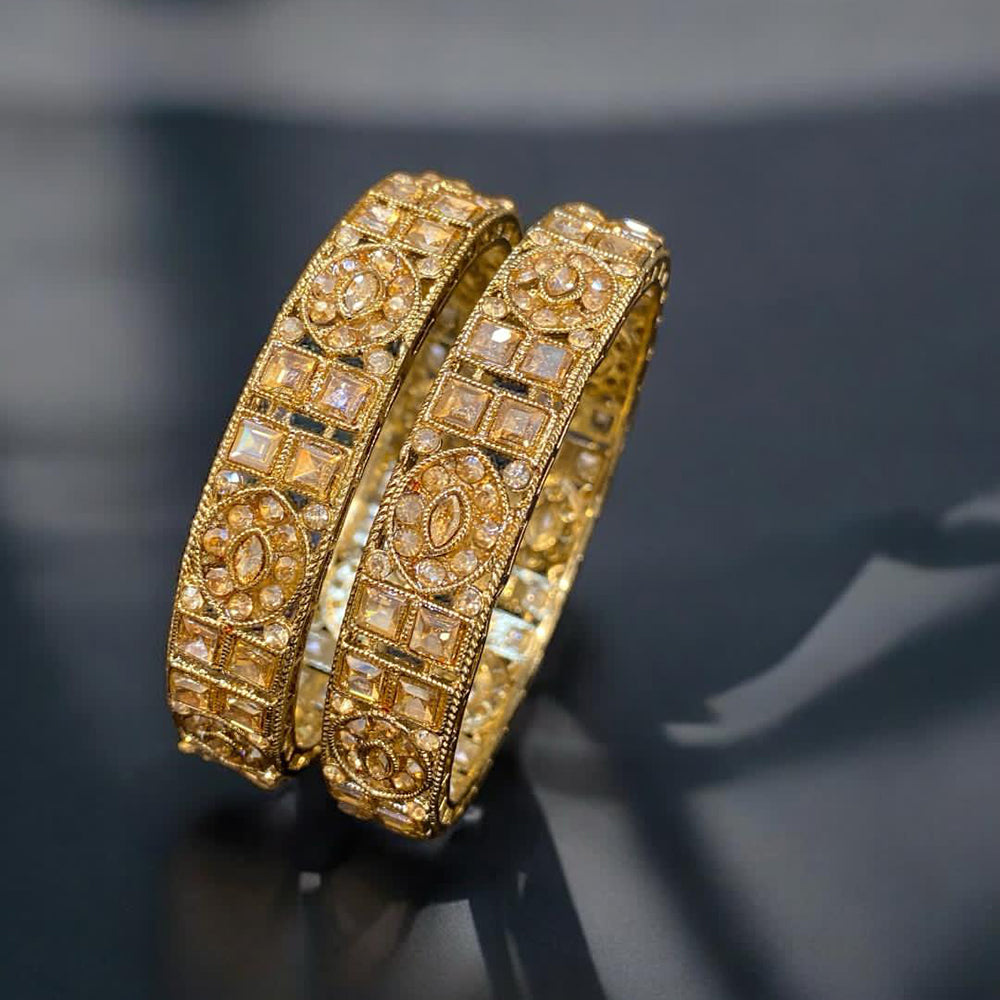 Hira Collections Gold Plated Crystal Stone Austrian Stone Bangles Set
