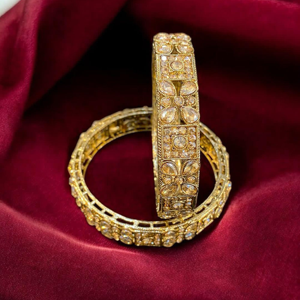 Hira Collections Gold Plated Crystal Stone Austrian Stone Bangles Set