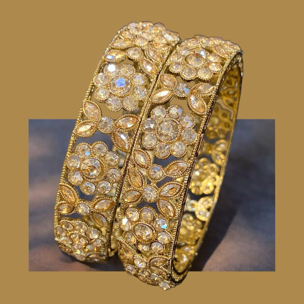 Hira Collections Gold Plated Crystal Stone Austrian Stone Bangles Set