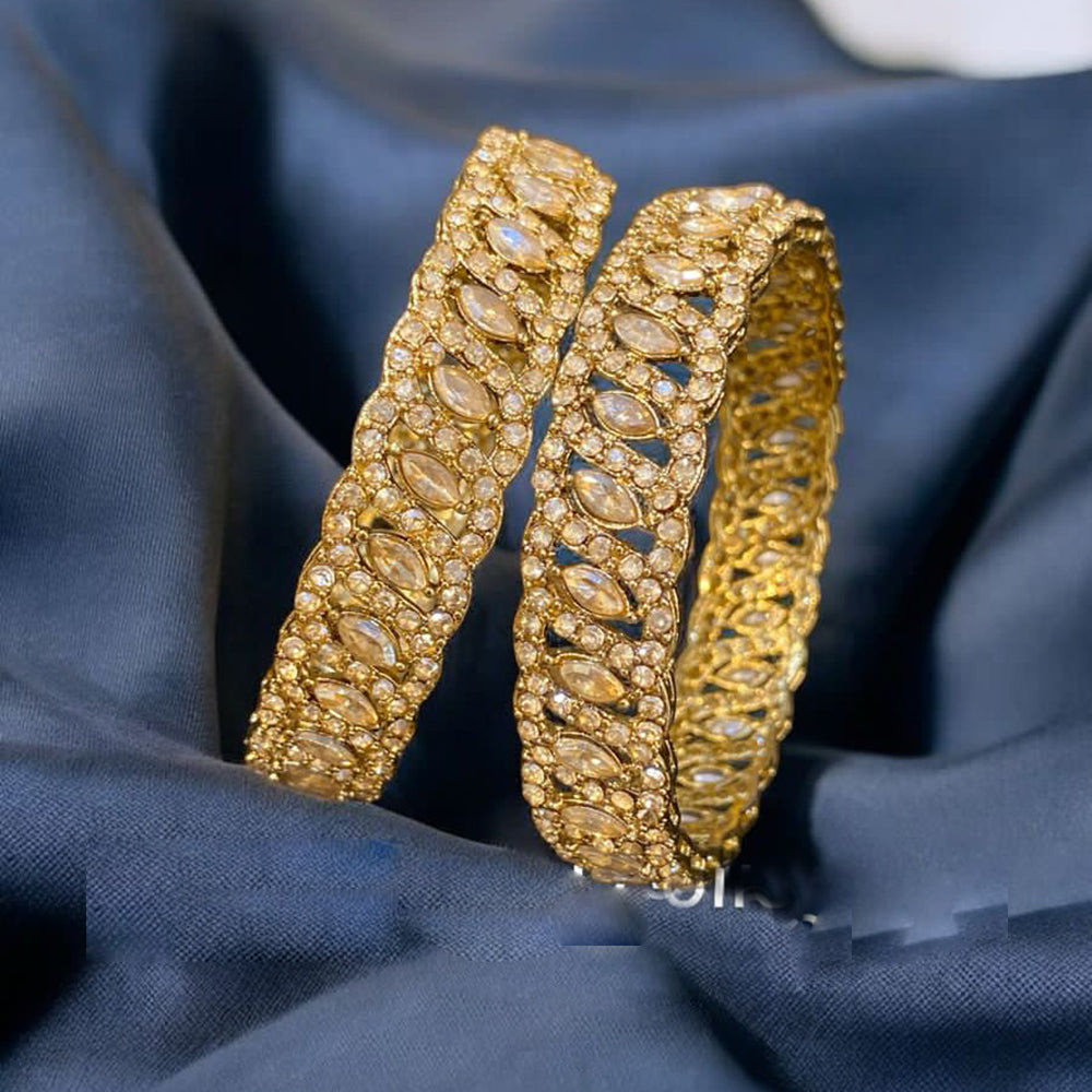 Hira Collections Gold Plated Crystal Stone Austrian Stone Bangles Set