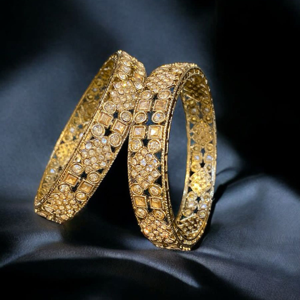 Hira Collections Gold Plated Crystal Stone Austrian Stone Bangles Set