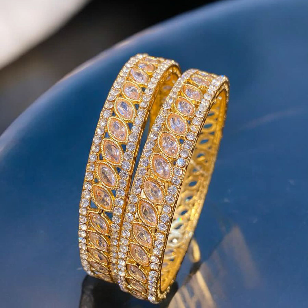 Hira Collections Gold Plated Crystal Stone Austrian Stone Bangles Set
