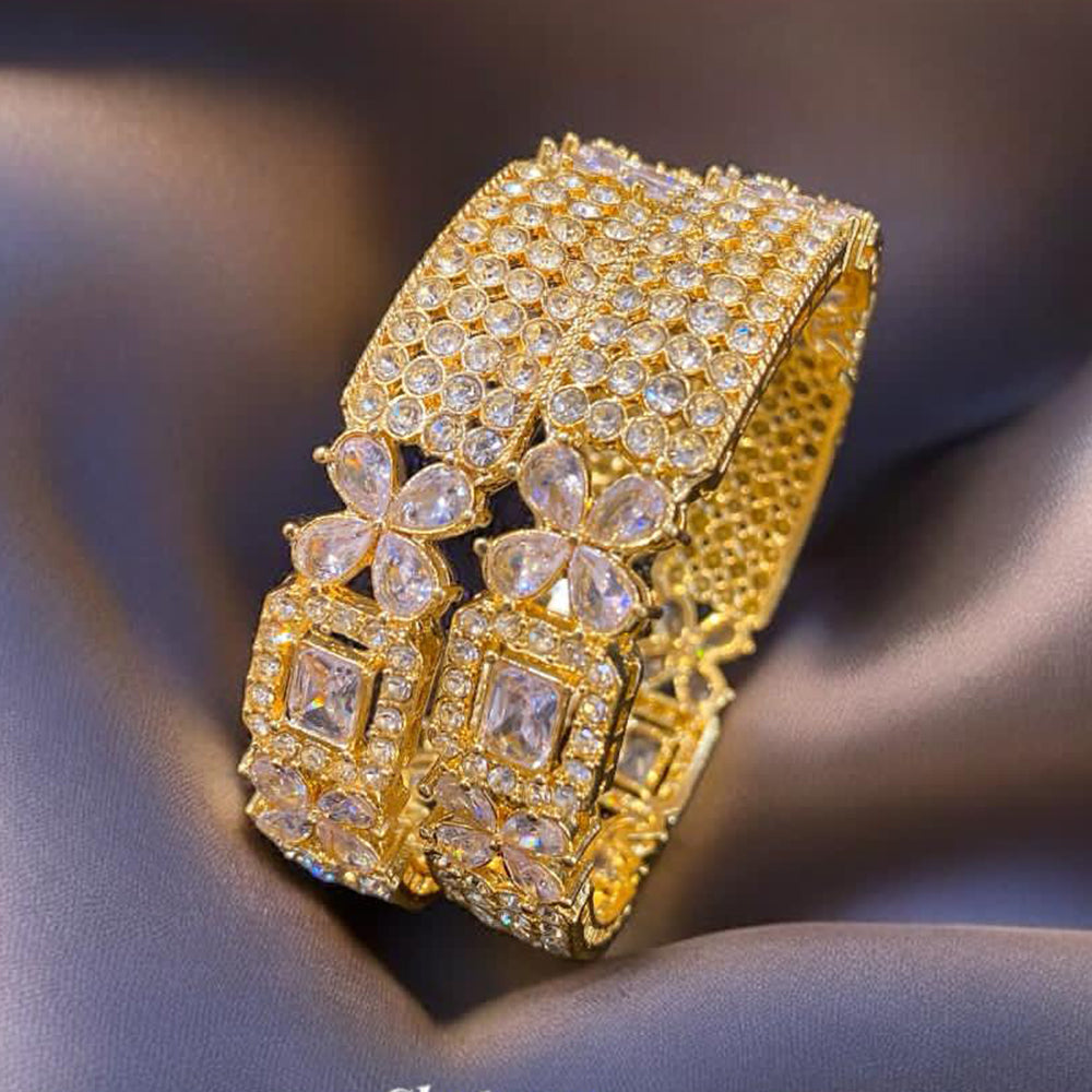 Hira Collections Gold Plated Crystal Stone Austrian Stone Bangles Set