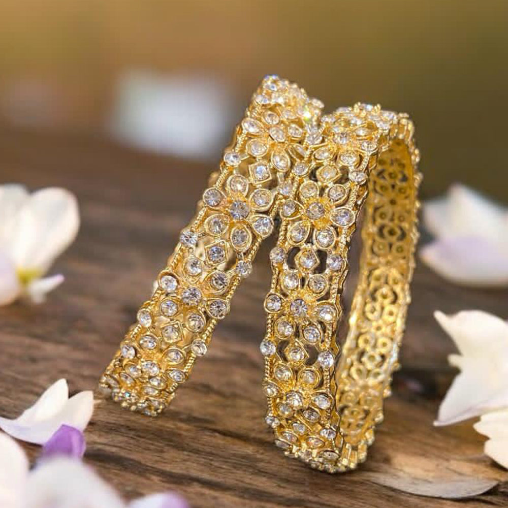 Hira Collections Gold Plated Austrian Stone Bangles Set