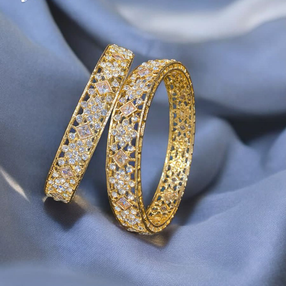 Hira Collections Gold Plated Crystal Stone Austrian Stone Bangles Set