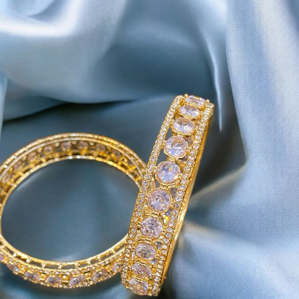 Hira Collections Gold Plated Crystal Stone Austrian Stone Bangles Set