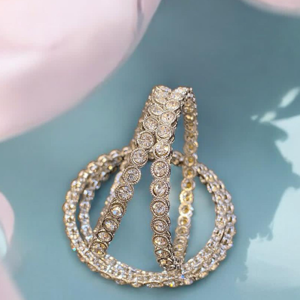 Hira Collections Silver Plated Austrian Stone Bangles Set