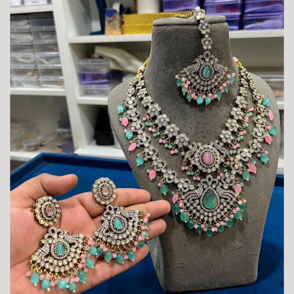 Hira Collections Gold Plated Pota Stone And Beads Necklace Set