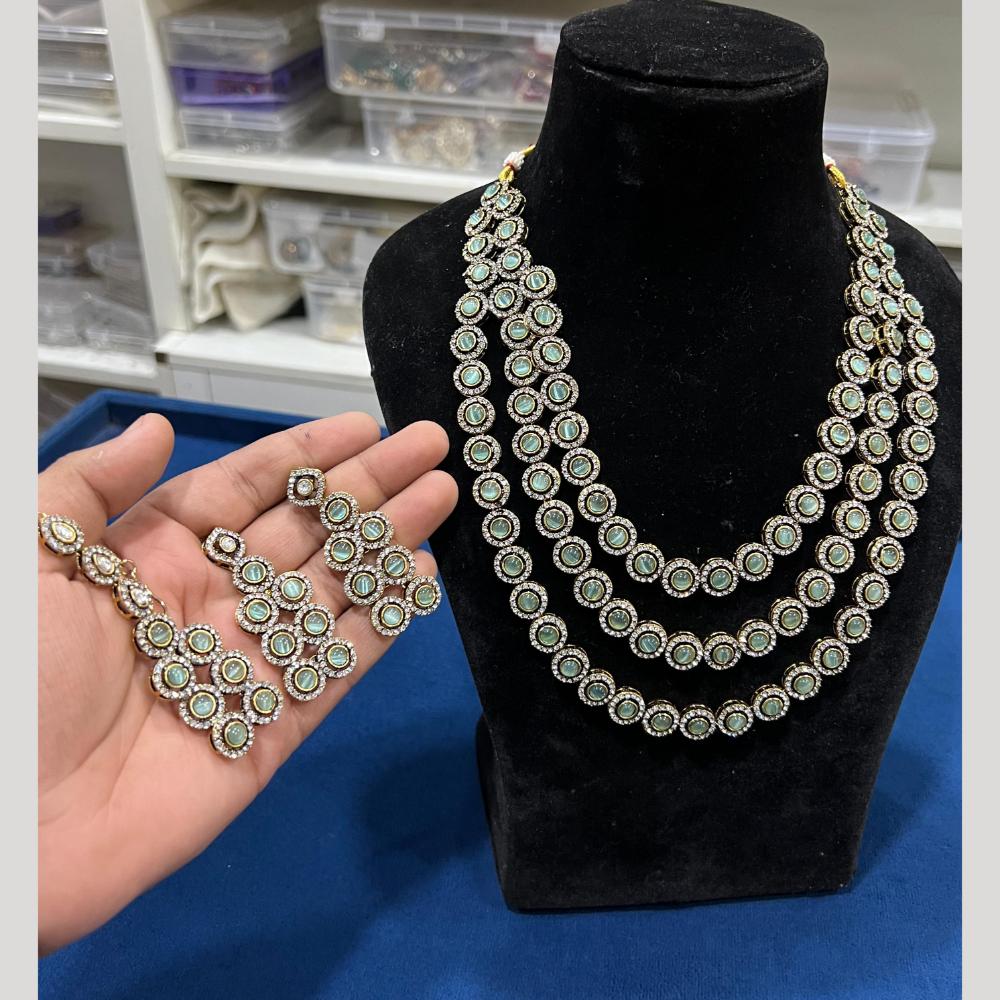 Hira Collection Gold Plated Pota Stone Necklace Set