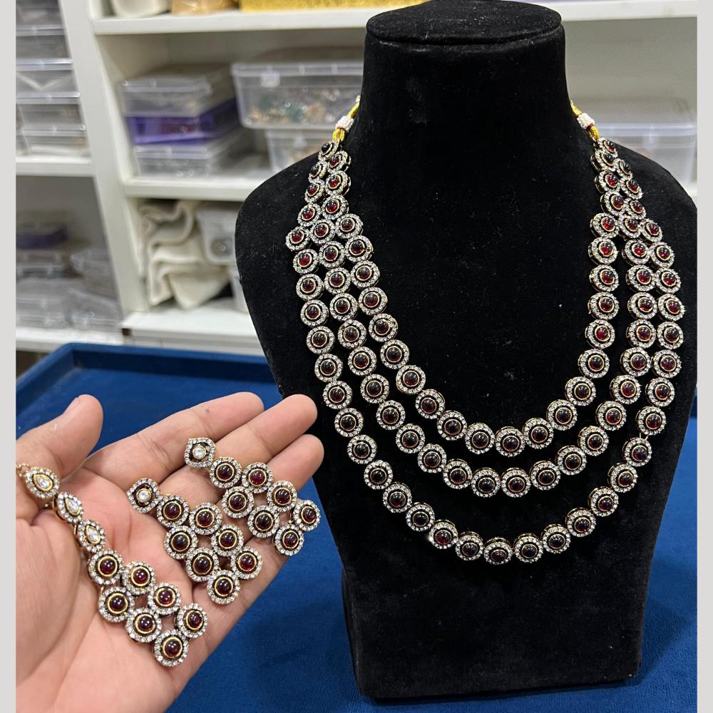 Hira Collection Gold Plated Pota Stone Necklace Set