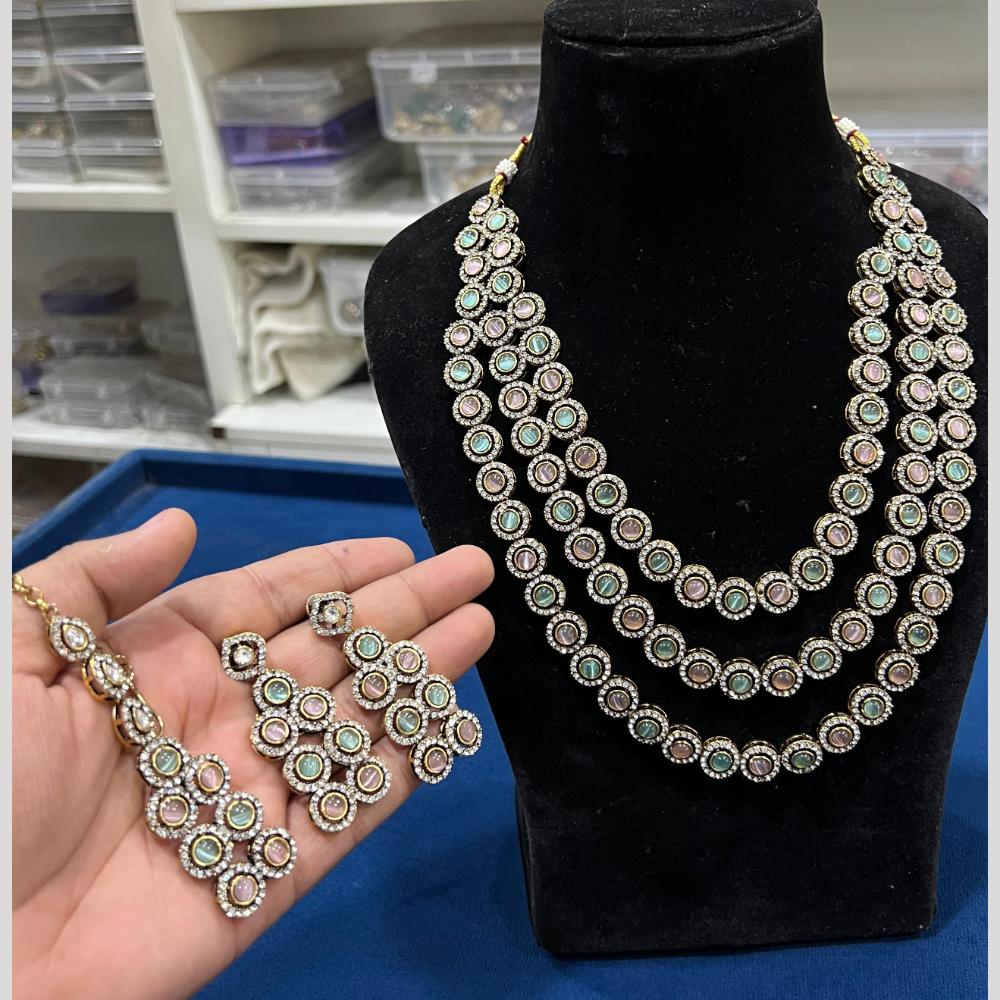 Hira Collection Gold Plated Pota Stone Necklace Set