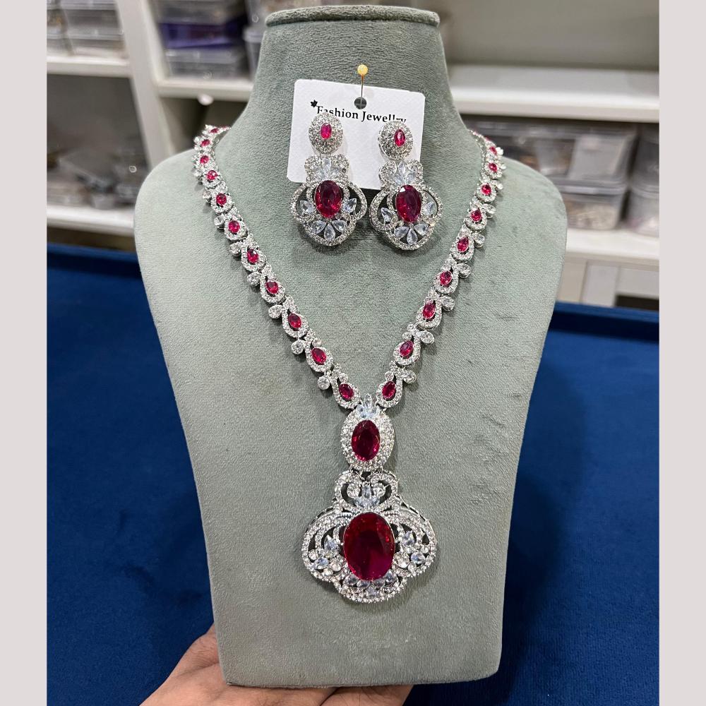 Hira Collections Gold Plated Crystal And Austrian Stone Necklace Set