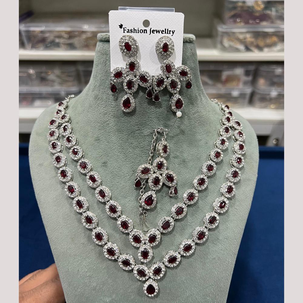 Hira Collections Gold Plated Crystal And Austrian Stone Necklace Set