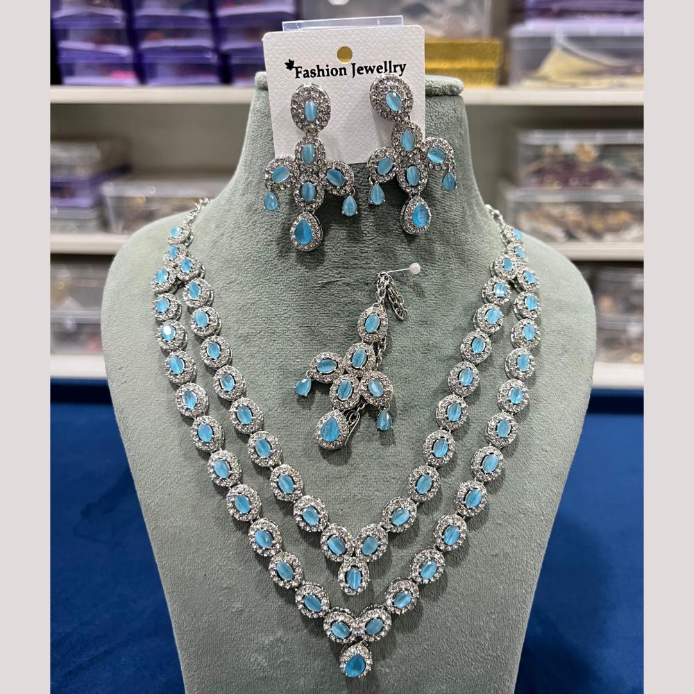 Hira Collections Gold Plated Crystal And Austrian Stone Necklace Set