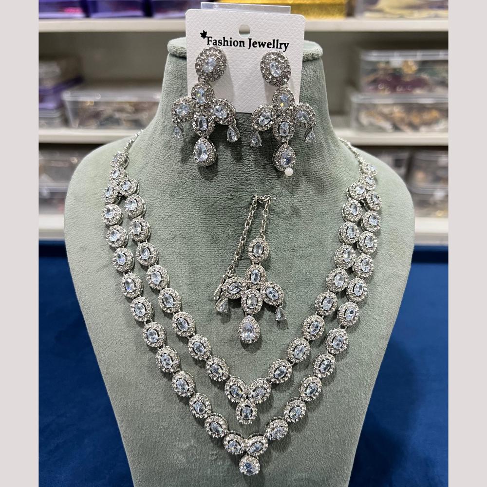 Hira Collections Gold Plated Crystal And Austrian Stone Necklace Set