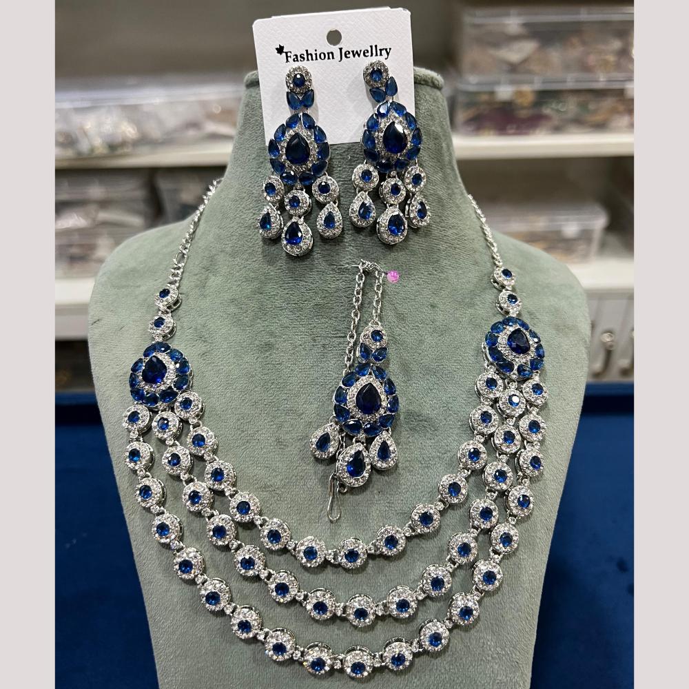 Hira Collections Gold Plated Crystal And Austrian Stone Necklace Set