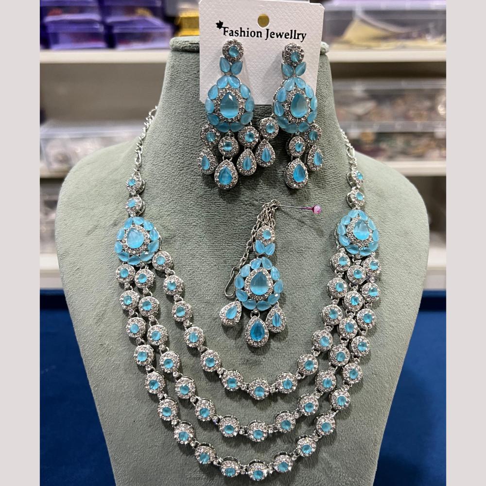 Hira Collections Gold Plated Crystal And Austrian Stone Necklace Set