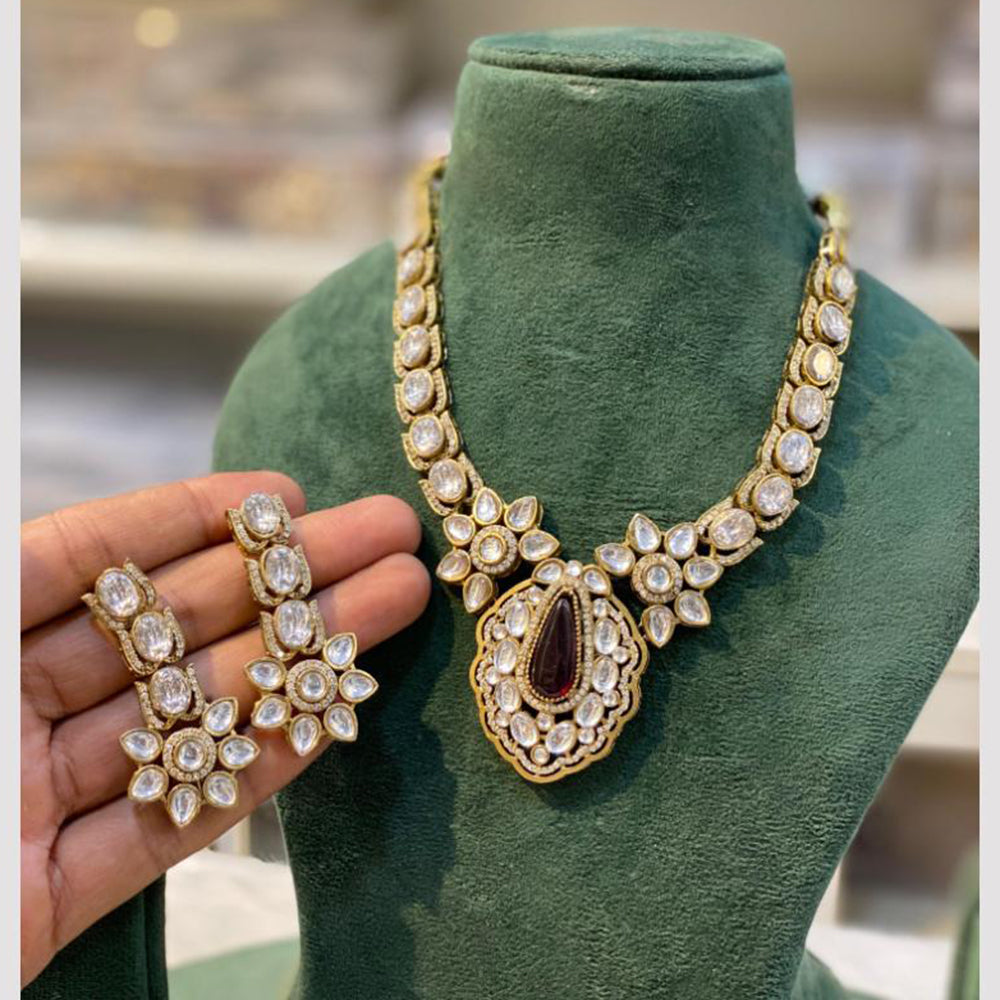 Hira Collection  Gold Plated Kundan Stone Necklace Set