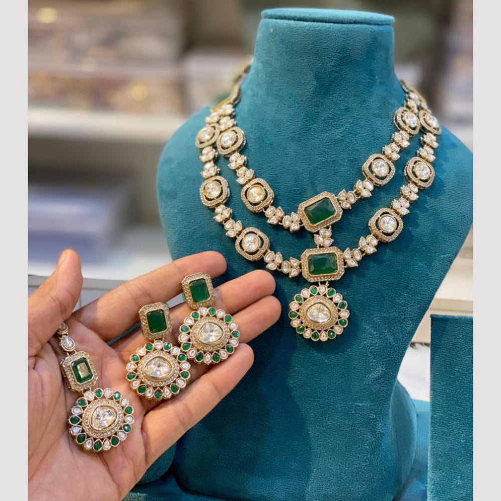 Hira Collection Gold Plated Pota Stone Necklace Set