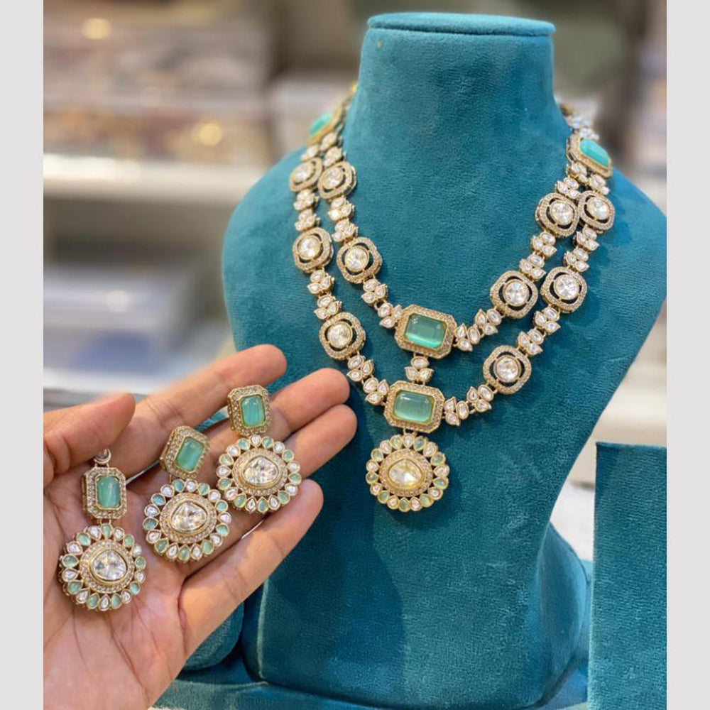 Hira Collection Gold Plated Pota Stone Necklace Set