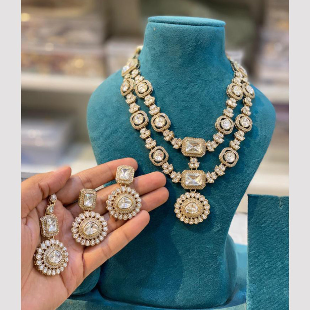 Hira Collection Gold Plated Pota Stone Necklace Set