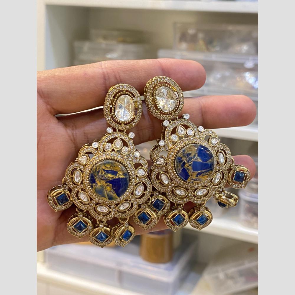 Hira Collections LuxeDrop Austrian And Resin Stone Statement Dangler Earrings