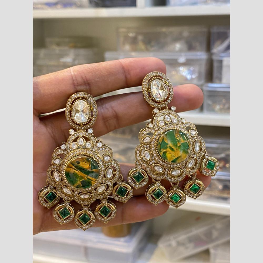 Hira Collections LuxeDrop Austrian And Resin Stone Statement Dangler Earrings