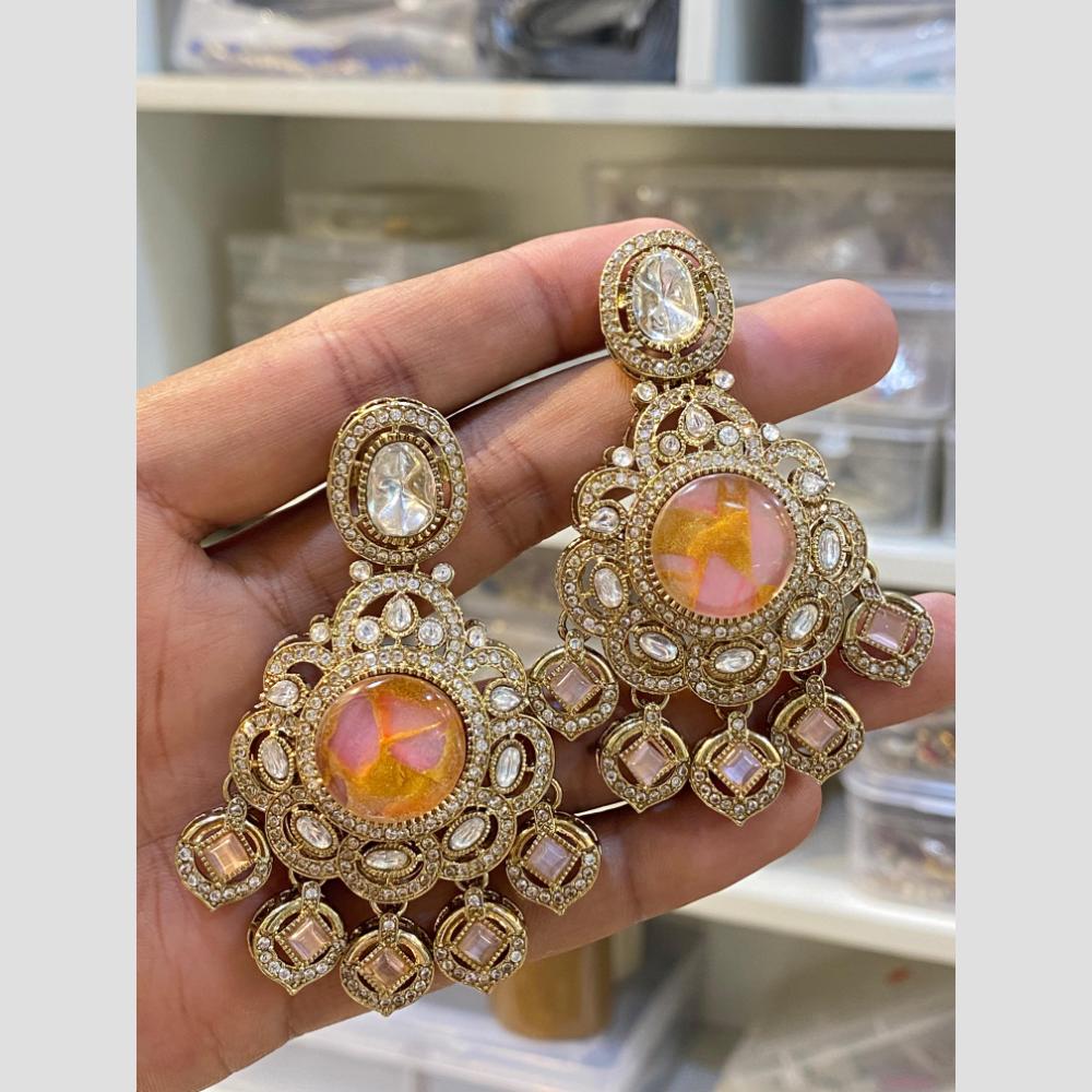 Hira Collections LuxeDrop Austrian And Resin Stone Statement Dangler Earrings