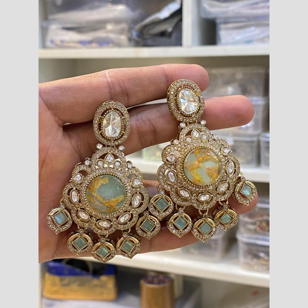 Hira Collections LuxeDrop Austrian And Resin Stone Statement Dangler Earrings