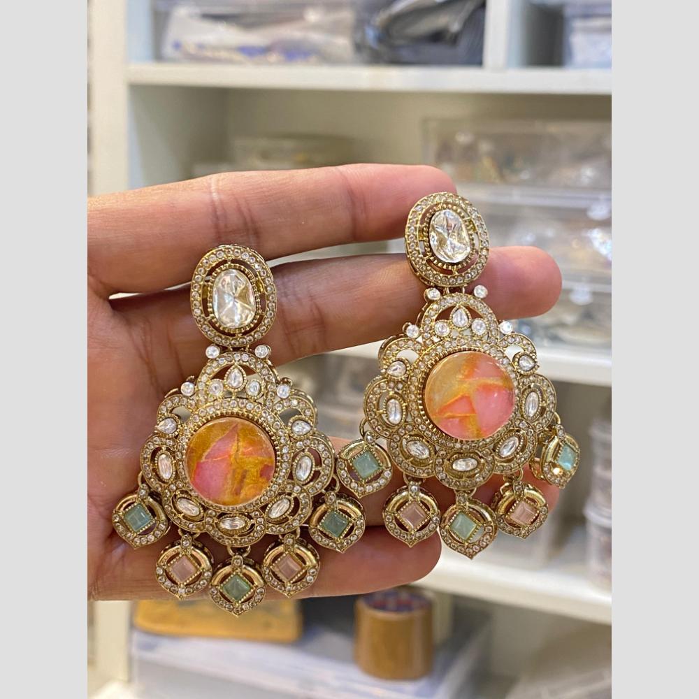 Hira Collections LuxeDrop Austrian And Resin Stone Statement Dangler Earrings