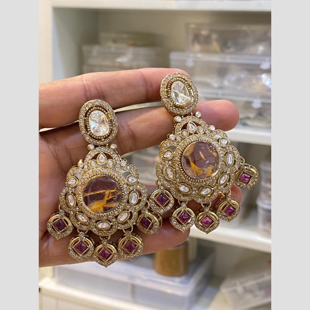 Hira Collections LuxeDrop Austrian And Resin Stone Statement Dangler Earrings