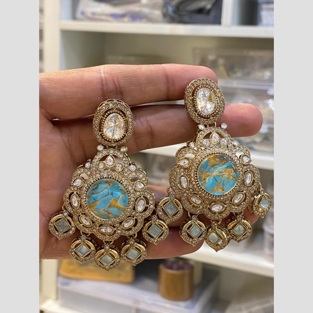 Hira Collections LuxeDrop Austrian And Resin Stone Statement Dangler Earrings