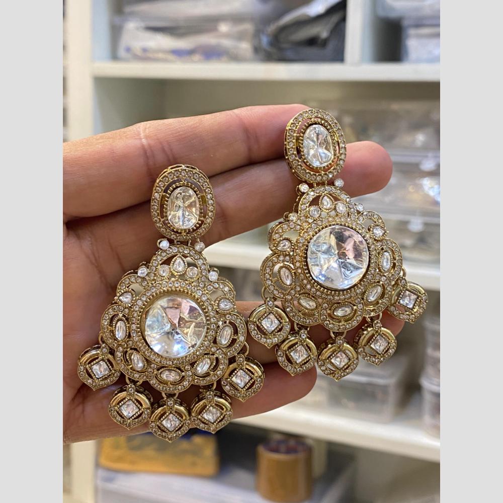 Hira Collections LuxeDrop Austrian And Resin Stone Statement Dangler Earrings