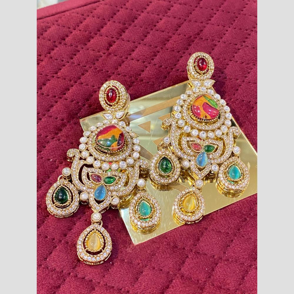 Hira Collections Sparkle Sway Elegant Austrian And Resin Stone Danglers Earrings