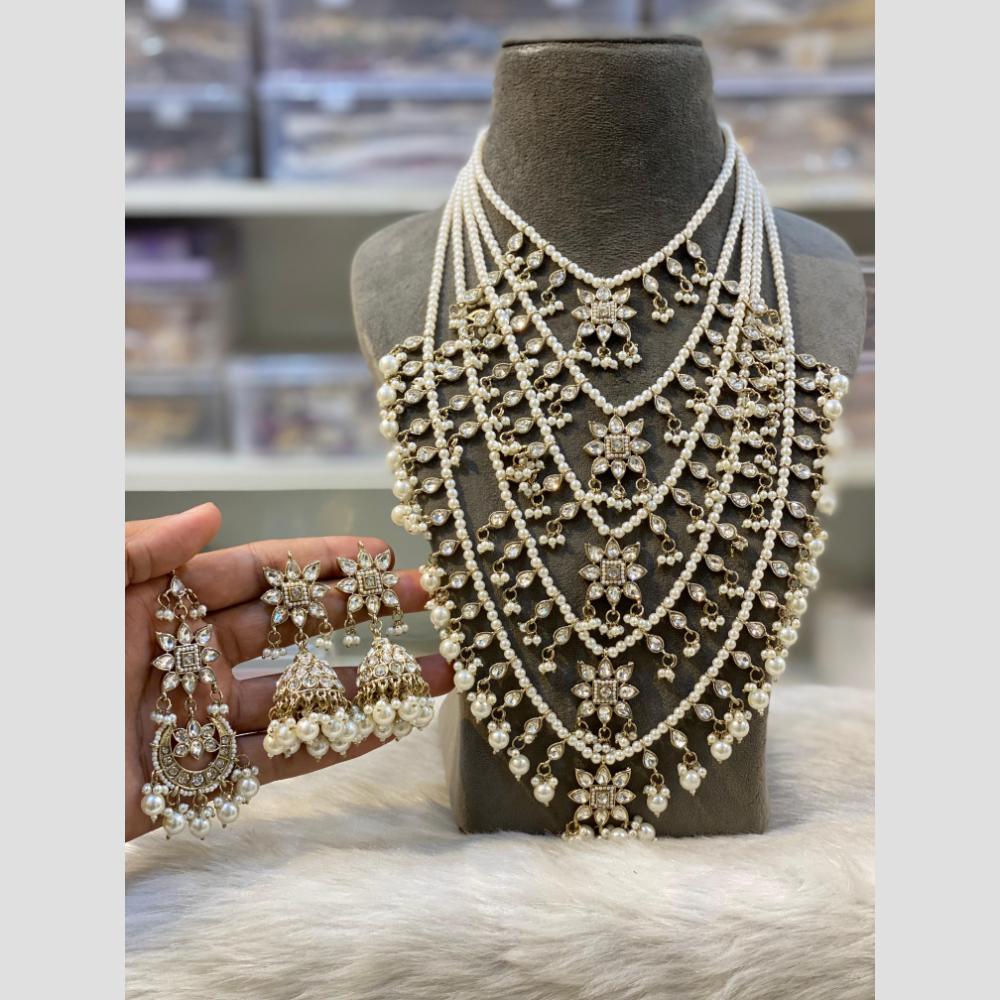 Hira Collections Modern Maharani Look Kundan And Pearl Multi Layer Ran