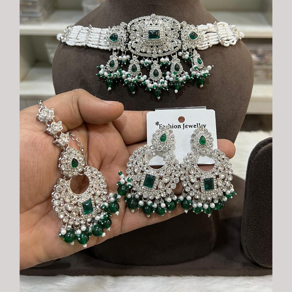 Hira Collections Designer Radiant Crystal And Beads Choker