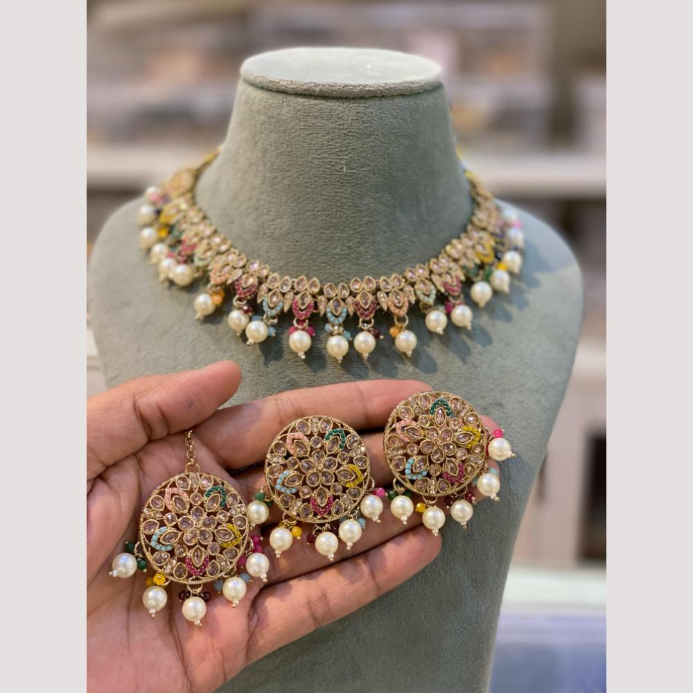Hira Collection Handcrafted Crystal and Beads Necklace Set for Weddings & Celebrations