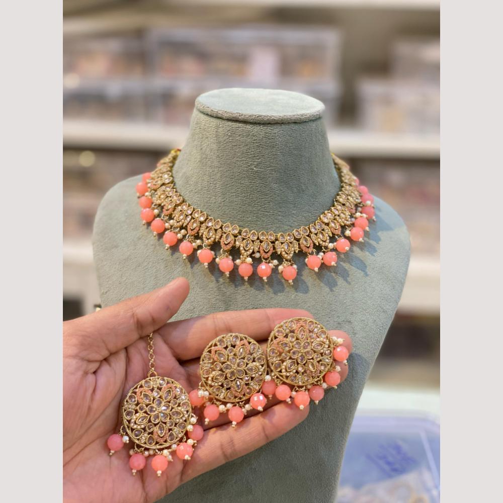 Hira Collection Handcrafted Crystal and Beads Necklace Set for Weddings & Celebrations