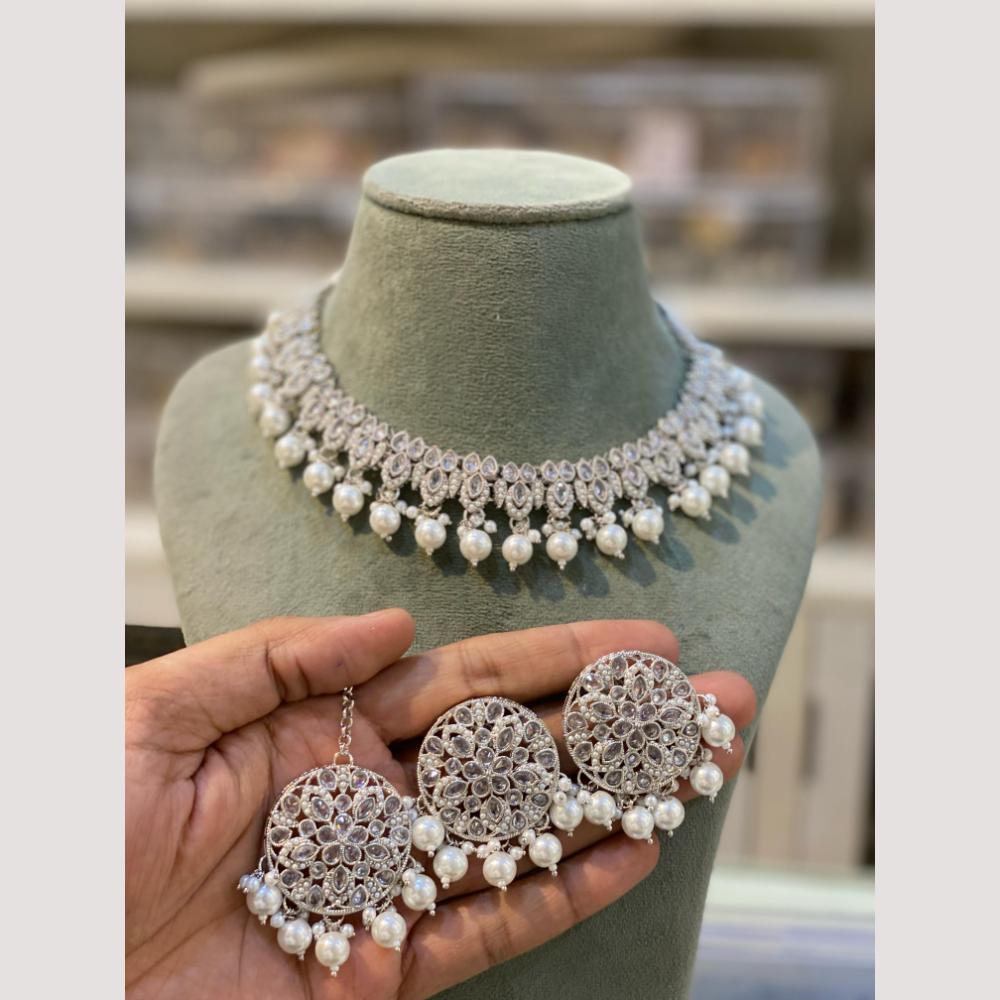 Hira Collection Handcrafted Crystal and Beads Necklace Set for Weddings & Celebrations