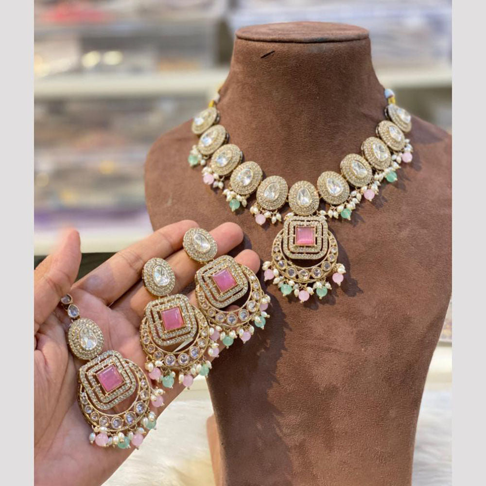 Hira Collections Designer Crystal Stone Pearl And Beads Necklace Set