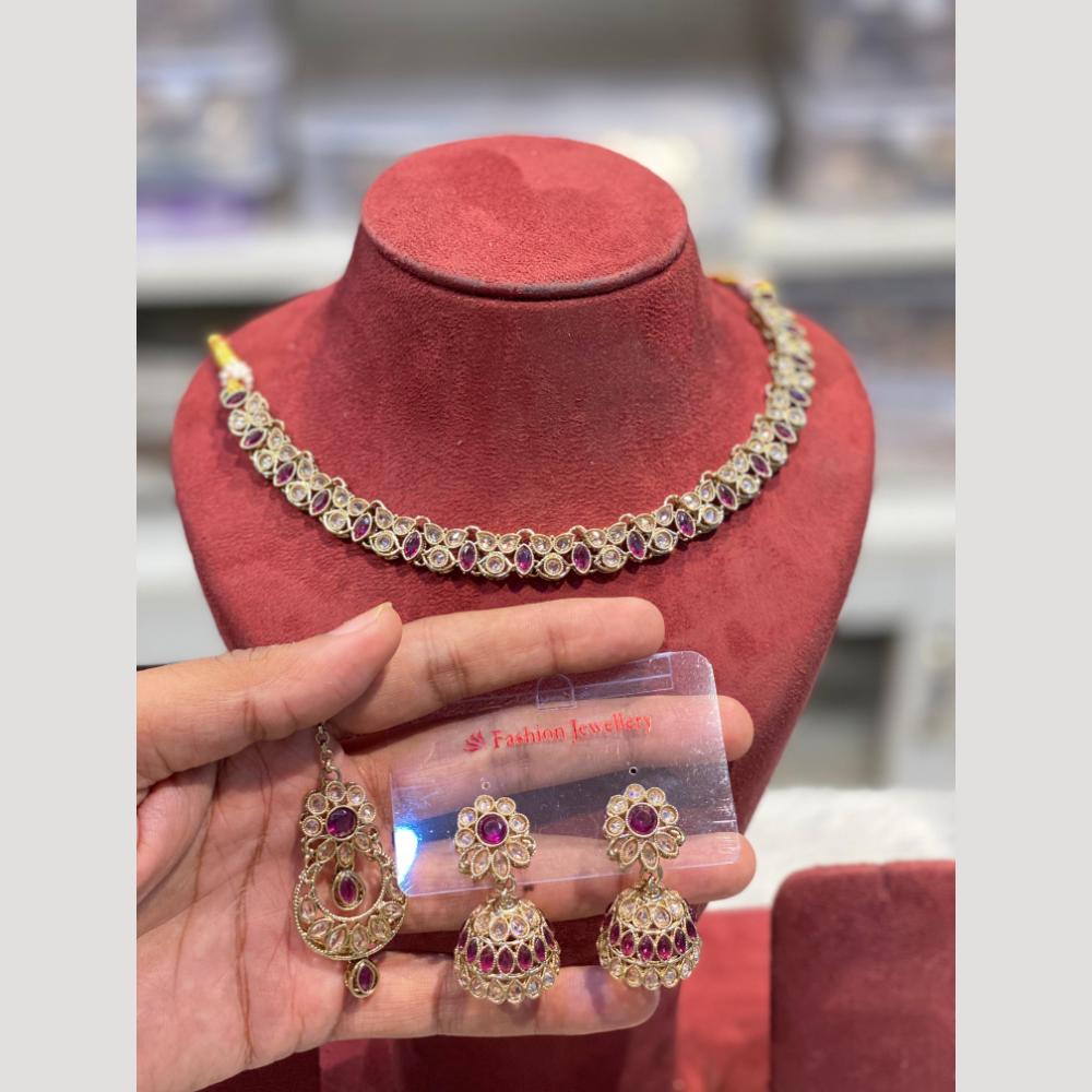 Hira Collections Sparkling Crystal stone Necklace Set for Festive Functions