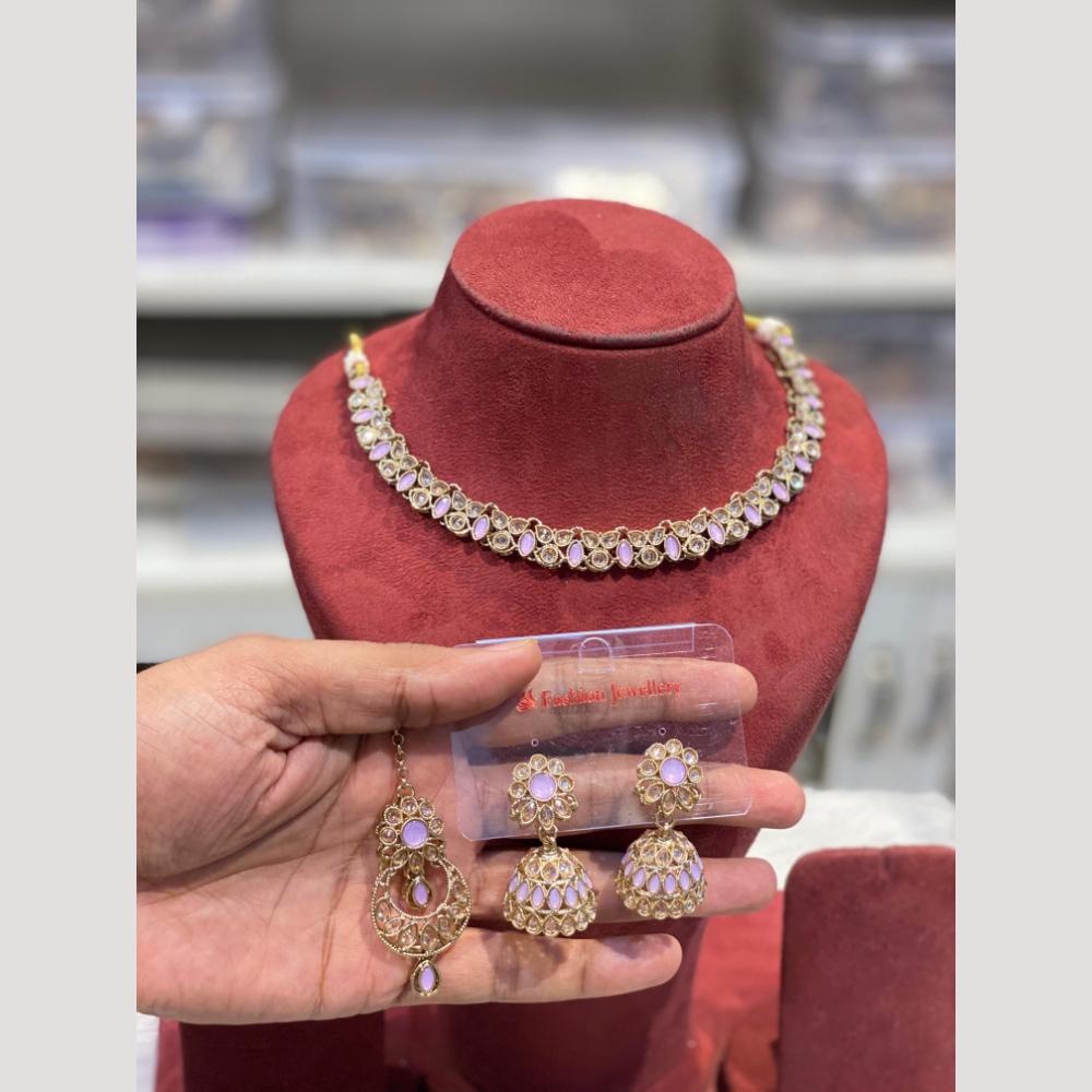 Hira Collections Sparkling Crystal stone Necklace Set for Festive Functions