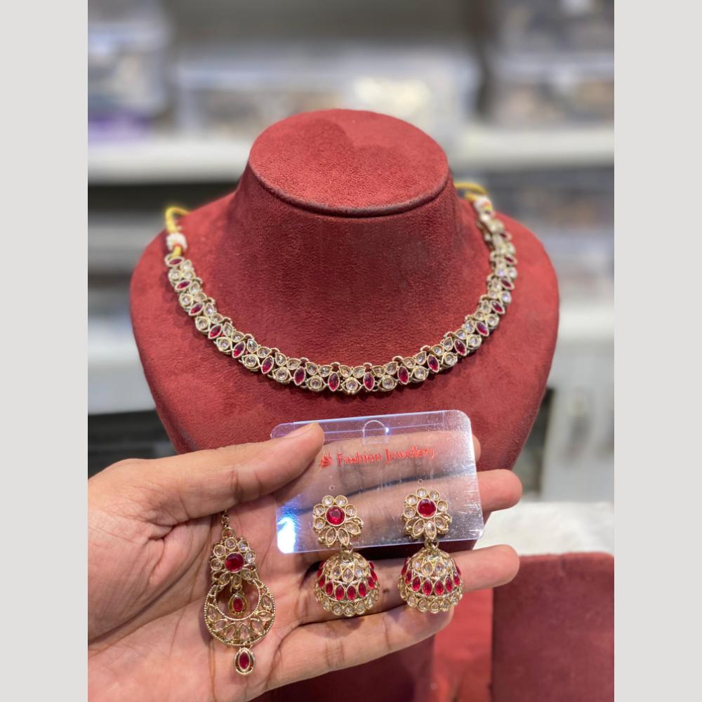 Hira Collections Sparkling Crystal stone Necklace Set for Festive Functions