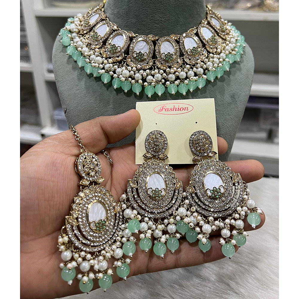 Hira Collections Charming Austrian Stone and Resin Necklace Set for Festive Celebrations